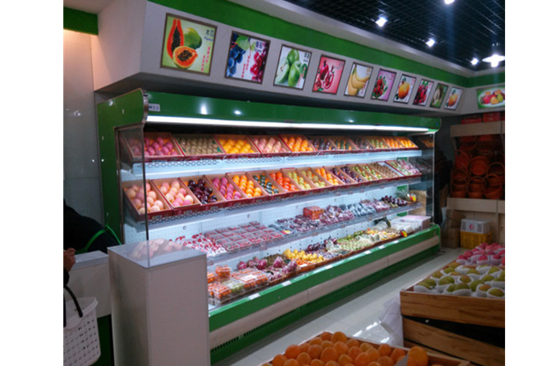 Supermarket use freezer refrigerrator fruit display machine display refrigerator